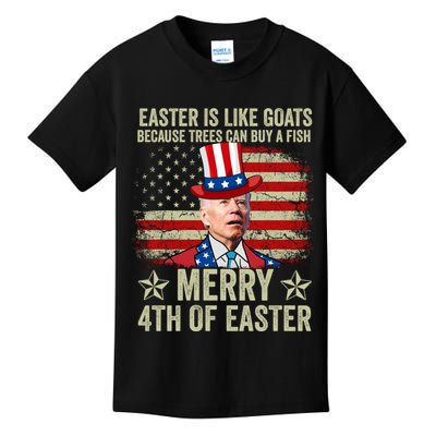 Anti Joe Biden Merry 4th Of Easter 4th Of July Kids T-Shirt