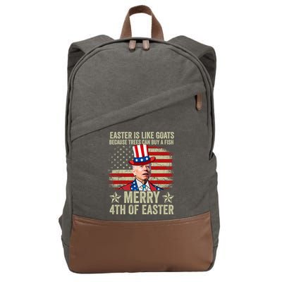 Anti Joe Biden Merry 4th Of Easter 4th Of July Cotton Canvas Backpack