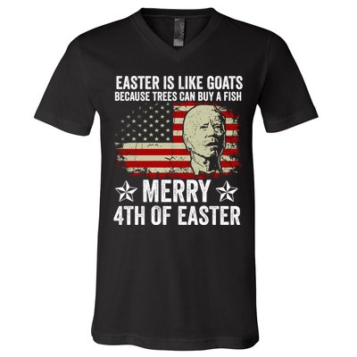 Anti Joe Biden Merry 4th Of Easter 4th Of July V-Neck T-Shirt