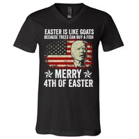 Anti Joe Biden Merry 4th Of Easter 4th Of July V-Neck T-Shirt