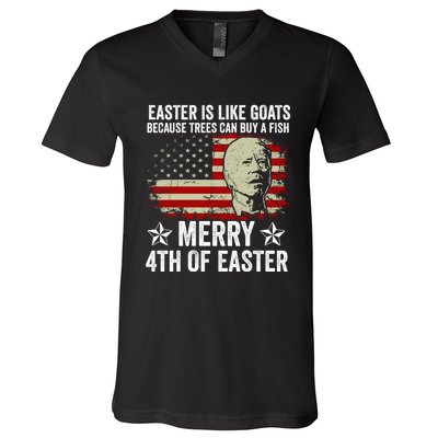 Anti Joe Biden Merry 4th Of Easter 4th Of July V-Neck T-Shirt