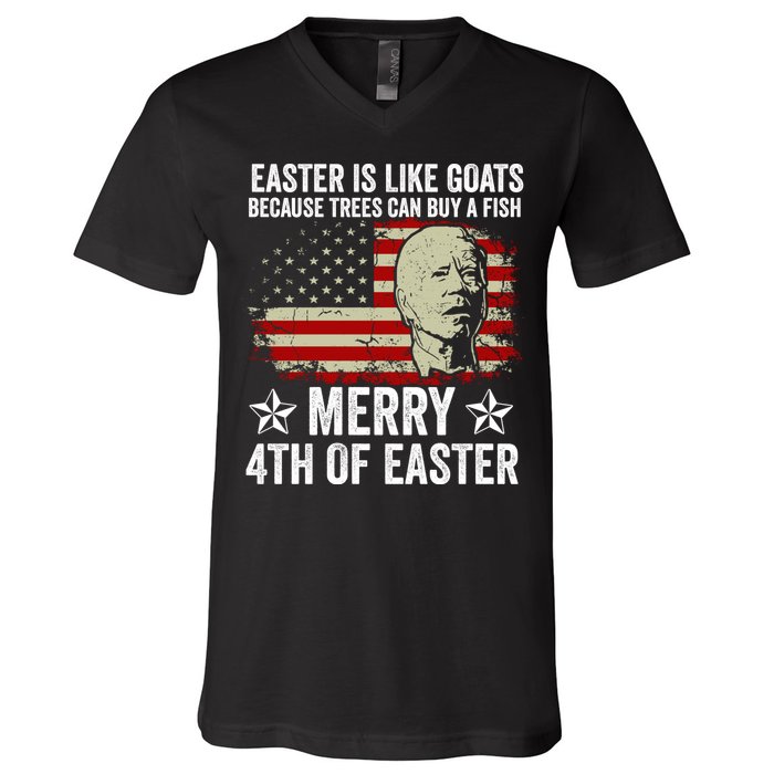 Anti Joe Biden Merry 4th Of Easter 4th Of July V-Neck T-Shirt