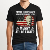 Anti Joe Biden Merry 4th Of Easter 4th Of July V-Neck T-Shirt