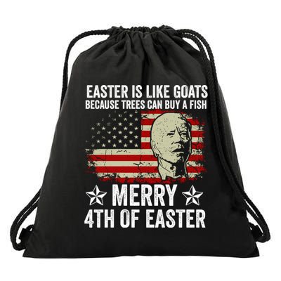 Anti Joe Biden Merry 4th Of Easter 4th Of July Drawstring Bag