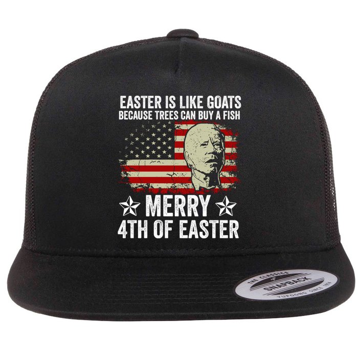 Anti Joe Biden Merry 4th Of Easter 4th Of July Flat Bill Trucker Hat