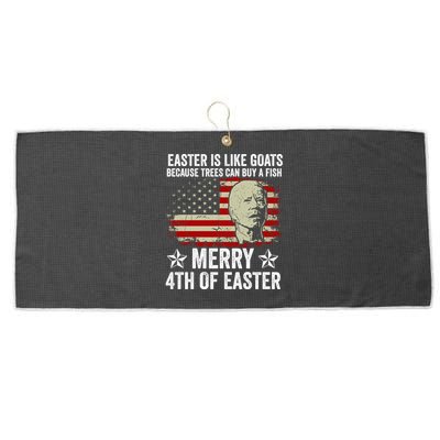 Anti Joe Biden Merry 4th Of Easter 4th Of July Large Microfiber Waffle Golf Towel