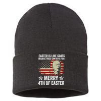 Anti Joe Biden Merry 4th Of Easter 4th Of July Sustainable Knit Beanie