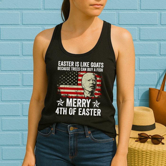 Anti Joe Biden Merry 4th Of Easter 4th Of July Womens Tank Top