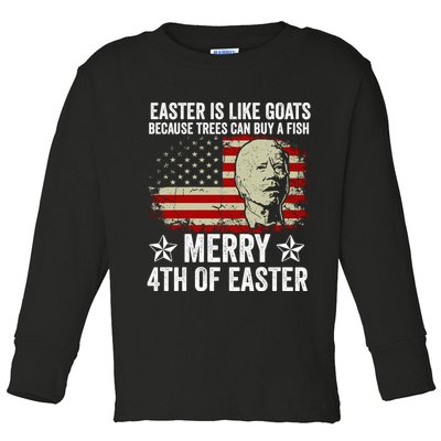 Anti Joe Biden Merry 4th Of Easter 4th Of July Toddler Long Sleeve Shirt
