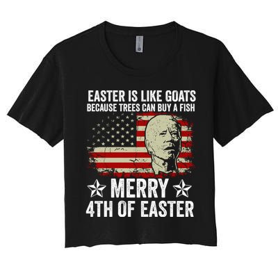 Anti Joe Biden Merry 4th Of Easter 4th Of July Crop Top