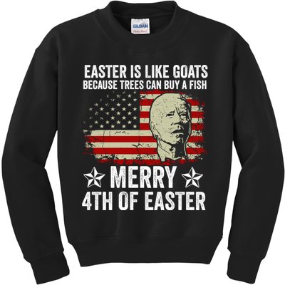 Anti Joe Biden Merry 4th Of Easter 4th Of July Kids Sweatshirt