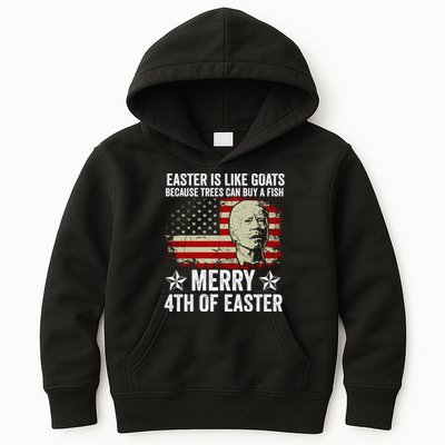 Anti Joe Biden Merry 4th Of Easter 4th Of July Kids Hoodie