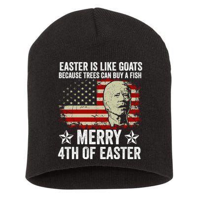 Anti Joe Biden Merry 4th Of Easter 4th Of July Short Acrylic Beanie