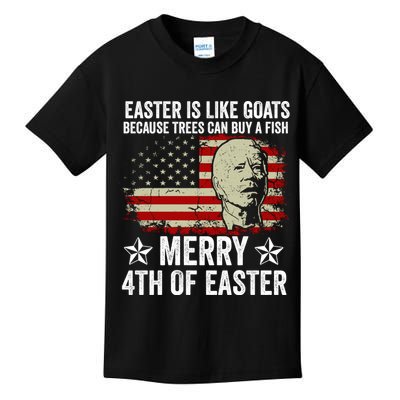 Anti Joe Biden Merry 4th Of Easter 4th Of July Kids T-Shirt