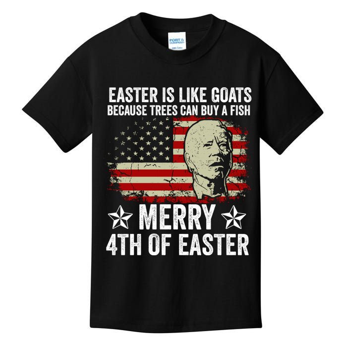 Anti Joe Biden Merry 4th Of Easter 4th Of July Kids T-Shirt