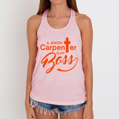 A Jewish Carpenter Is My Boss Carpentry Jesus Tee Gift Love Gift Women's Knotted Racerback Tank