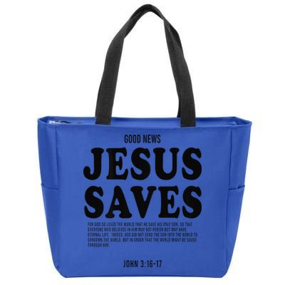 Aesthetic Jesus Christian Bible Verse  Jesus Saves Back Zip Tote Bag
