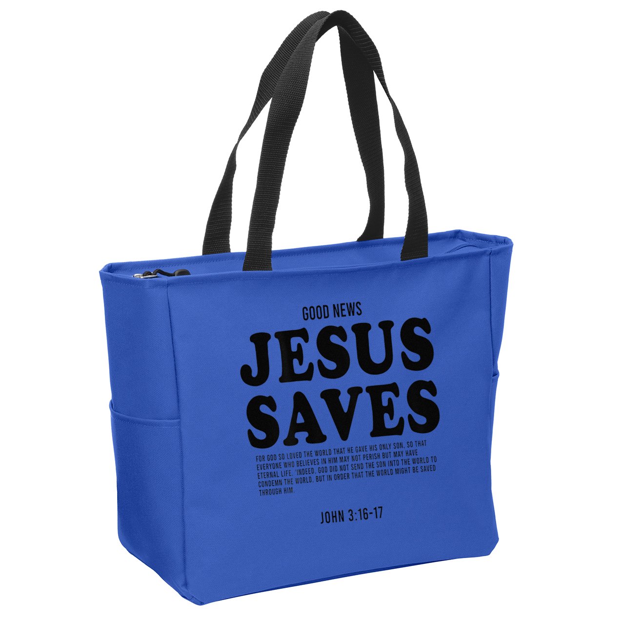 Aesthetic Jesus Christian Bible Verse  Jesus Saves Back Zip Tote Bag