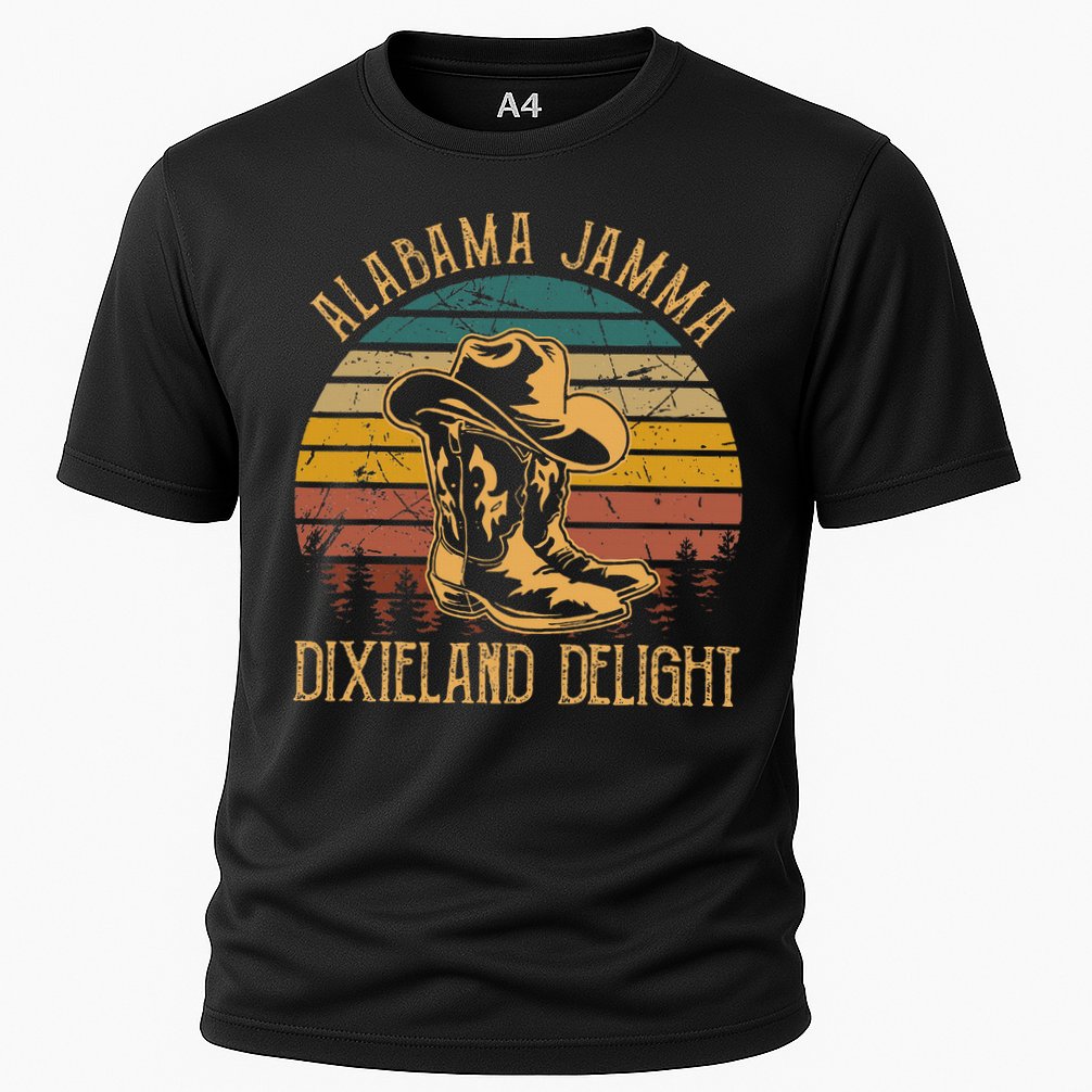 Alabama Jamma Dixieland Delight Cowboy Hat And Boots Performance Shirt