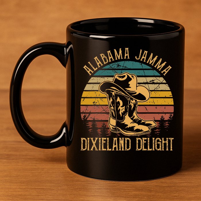 Alabama Jamma Dixieland Delight Cowboy Hat And Boots 11oz C Handle Ceramic Mug