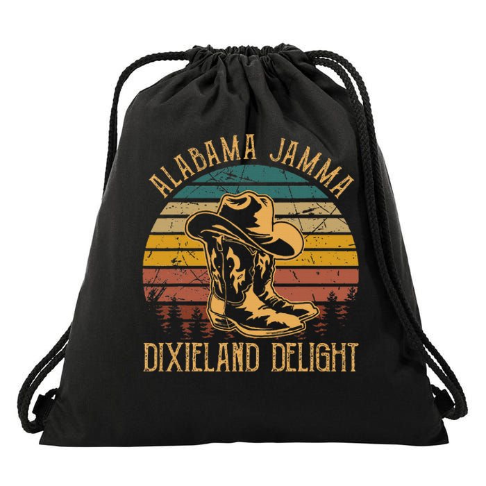 Alabama Jamma Dixieland Delight Cowboy Hat And Boots Drawstring Bag