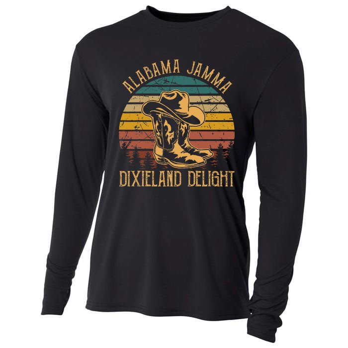 Alabama Jamma Dixieland Delight Cowboy Hat And Boots Cooling Performance Long Sleeve Crew