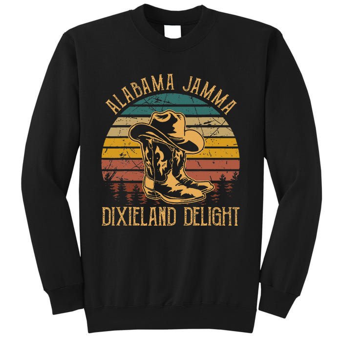 Alabama Jamma Dixieland Delight Cowboy Hat And Boots Tall Sweatshirt