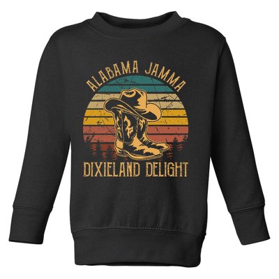 Alabama Jamma Dixieland Delight Cowboy Hat And Boots Toddler Sweatshirt