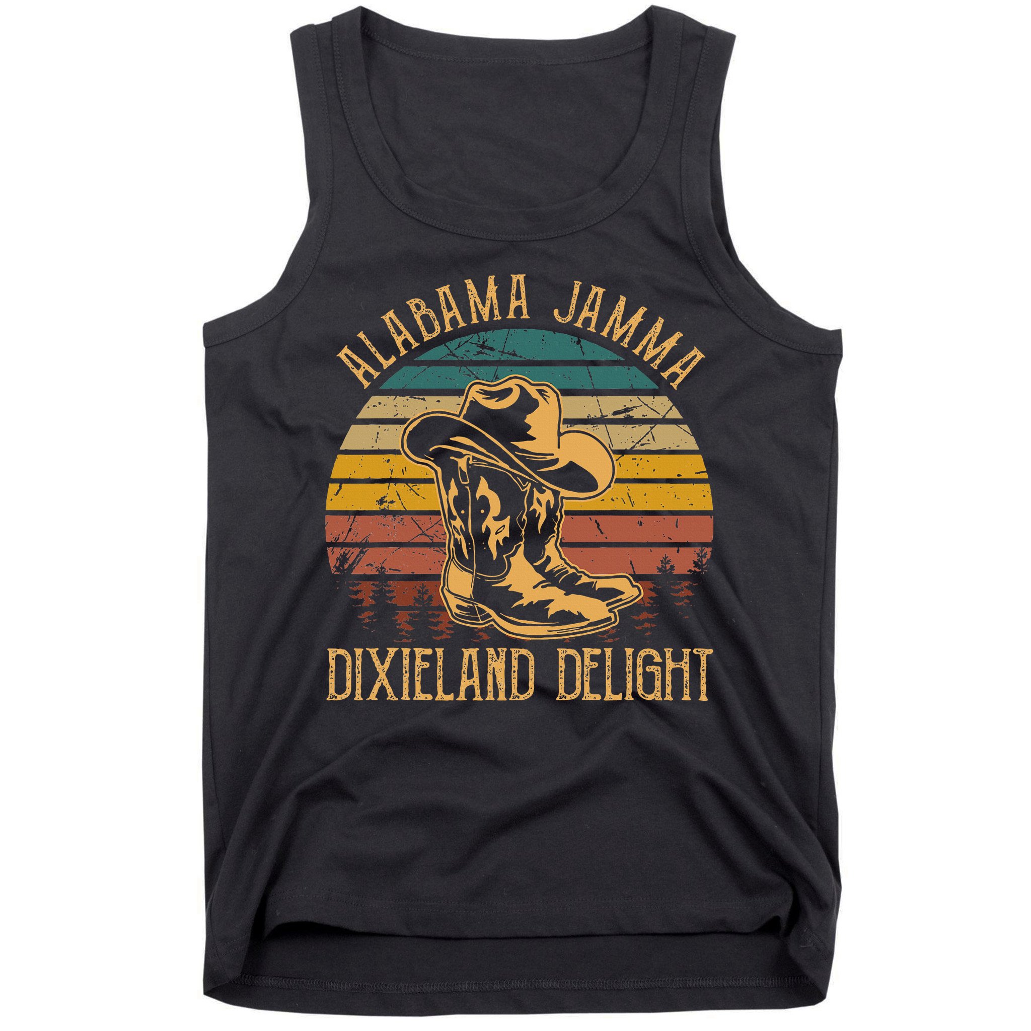 Alabama Jamma Dixieland Delight Cowboy Hat And Boots Tank Top