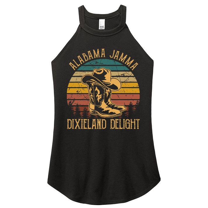 Alabama Jamma Dixieland Delight Cowboy Hat And Boots Women's Perfect Tri Rocker Tank