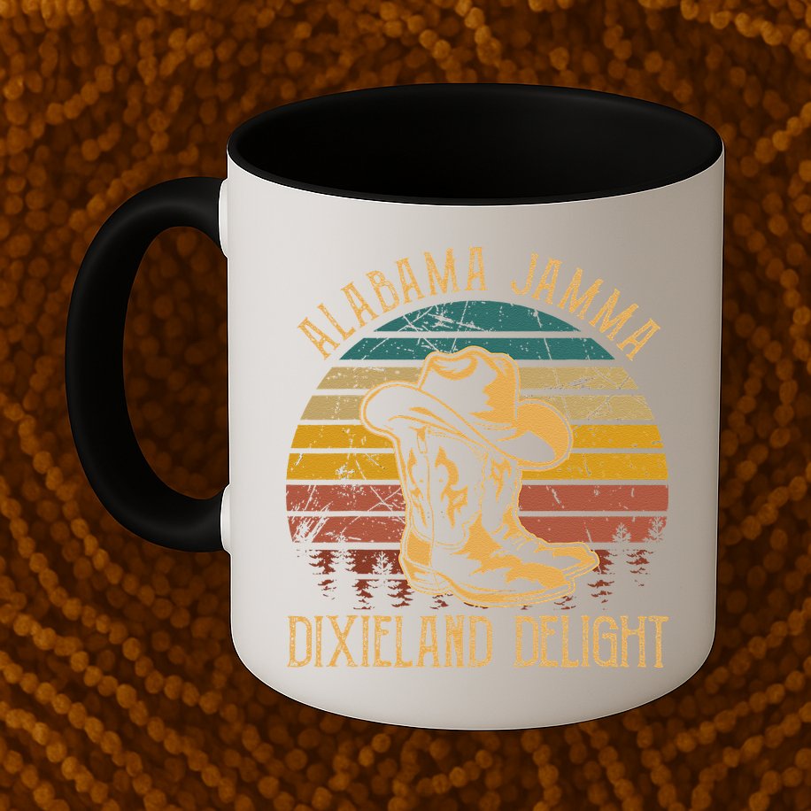 Alabama Jamma Dixieland Delight Graphic Cow Hat And Boots Mug