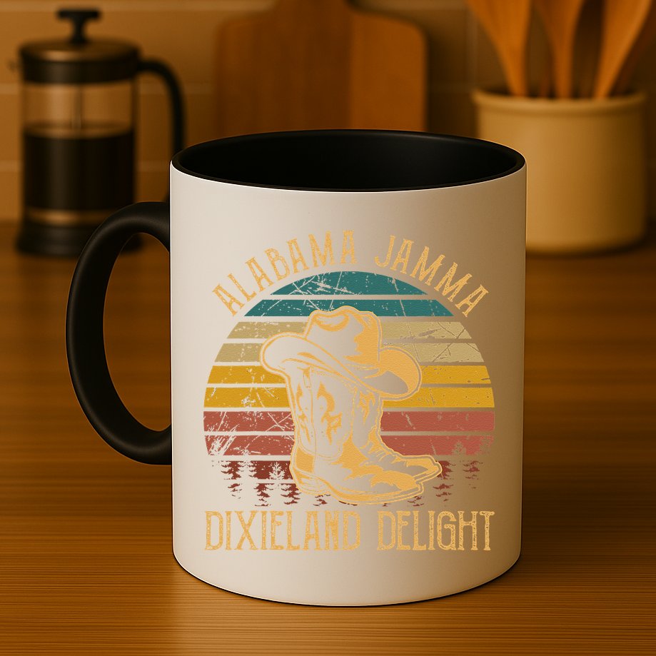 Alabama Jamma Dixieland Delight Graphic Cow Hat And Boots Mug