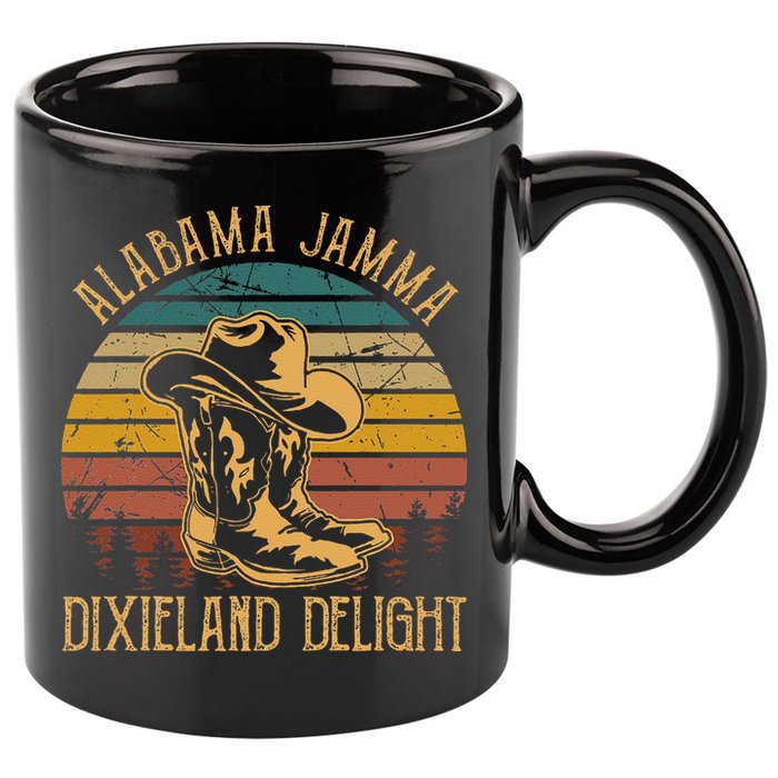 Alabama Jamma Dixieland Delight Graphic Cow Hat And Boots 11oz C Handle Ceramic Mug