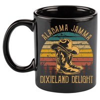 Alabama Jamma Dixieland Delight Graphic Cow Hat And Boots 11oz C Handle Ceramic Mug