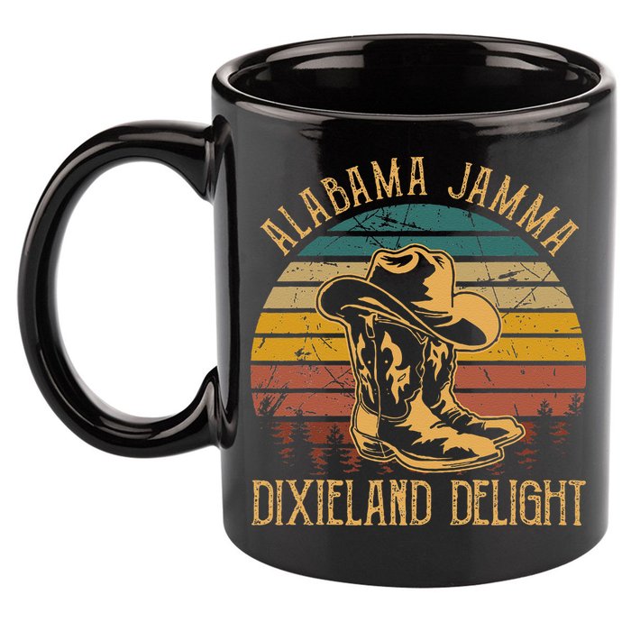 Alabama Jamma Dixieland Delight Graphic Cow Hat And Boots 11oz C Handle Ceramic Mug