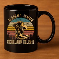 Alabama Jamma Dixieland Delight Graphic Cow Hat And Boots 11oz C Handle Ceramic Mug
