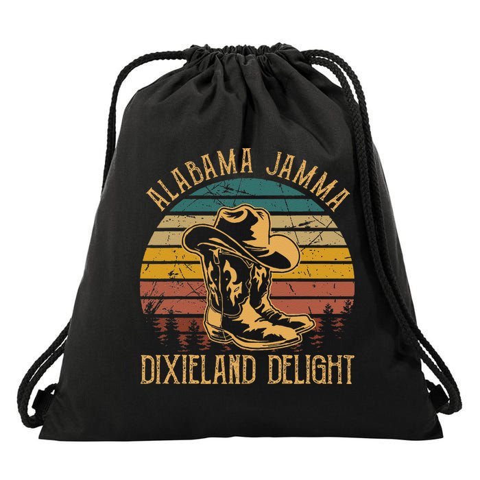 Alabama Jamma Dixieland Delight Graphic Cow Hat And Boots Drawstring Bag