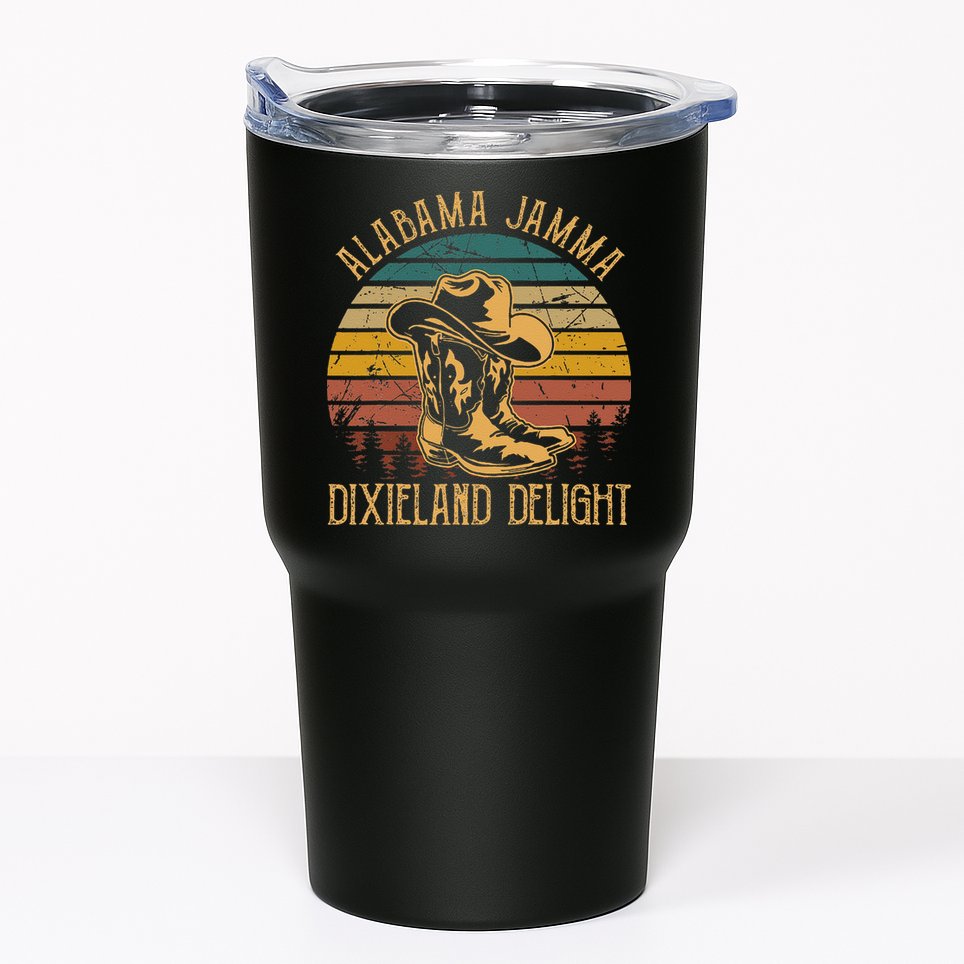 Alabama Jamma Dixieland Delight Graphic Cow Hat And Boots Tumbler