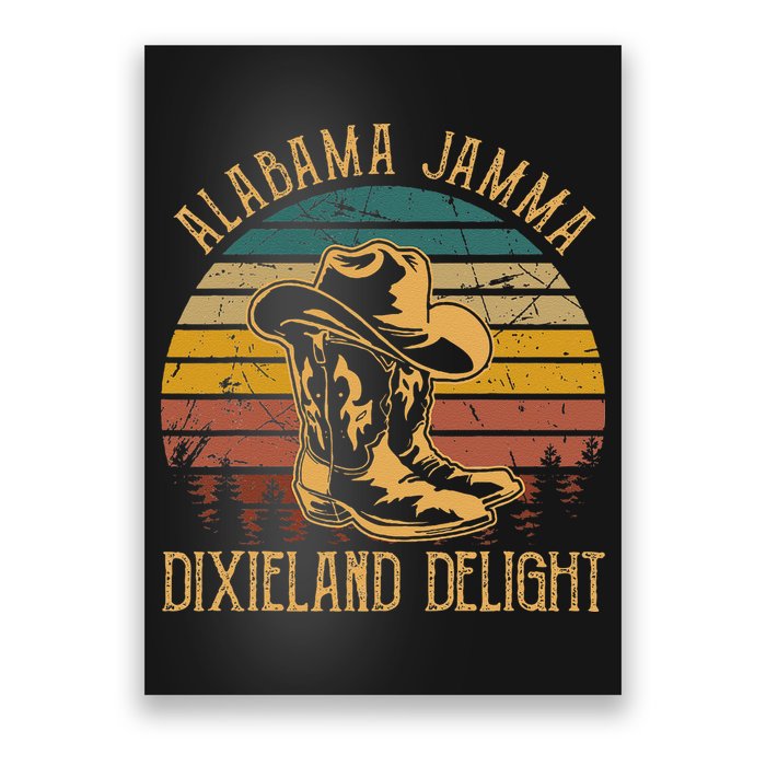 Alabama Jamma Dixieland Delight Graphic Cow Hat And Boots Poster