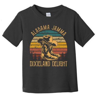 Alabama Jamma Dixieland Delight Graphic Cow Hat And Boots Toddler T-Shirt