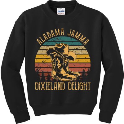 Alabama Jamma Dixieland Delight Graphic Cow Hat And Boots Kids Sweatshirt