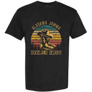 Alabama Jamma Dixieland Delight Graphic Cowboy Hat And Boots Garment-Dyed Heavyweight T-Shirt