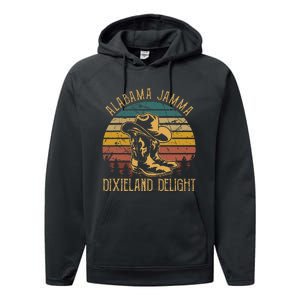 Alabama Jamma Dixieland Delight Graphic Cowboy Hat And Boots Performance Fleece Hoodie