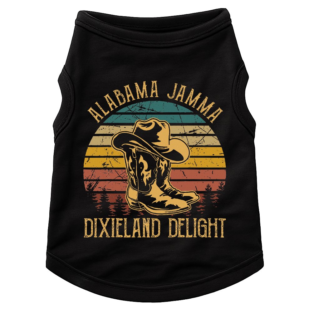 Alabama Jamma Dixieland Delight Graphic Cowboy Hat And Boots Doggie Tank