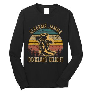 Alabama Jamma Dixieland Delight Graphic Cowboy Hat And Boots Long Sleeve Shirt