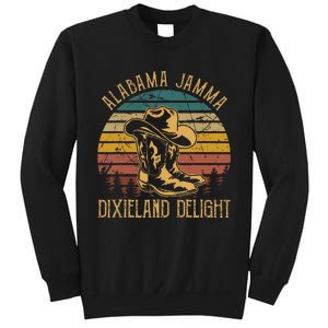 Alabama Jamma Dixieland Delight Graphic Cowboy Hat And Boots Sweatshirt