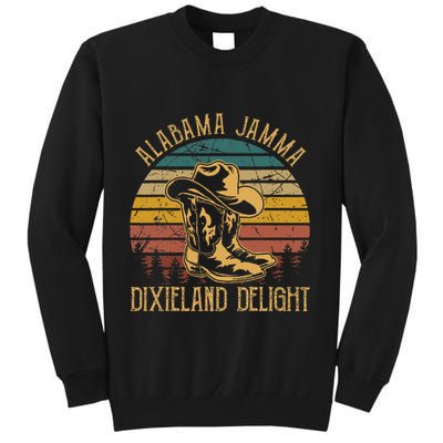 Alabama Jamma Dixieland Delight Graphic Cowboy Hat And Boots Sweatshirt