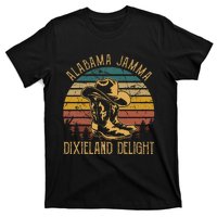 Alabama Jamma Dixieland Delight Graphic Cowboy Hat And Boots T-Shirt