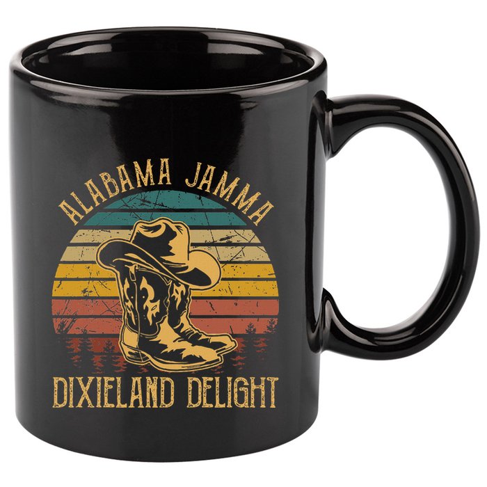 Alabama Jamma Dixieland Delight Graphic Cowboy Hat And Boots 11oz C Handle Ceramic Mug