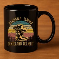 Alabama Jamma Dixieland Delight Graphic Cowboy Hat And Boots 11oz C Handle Ceramic Mug